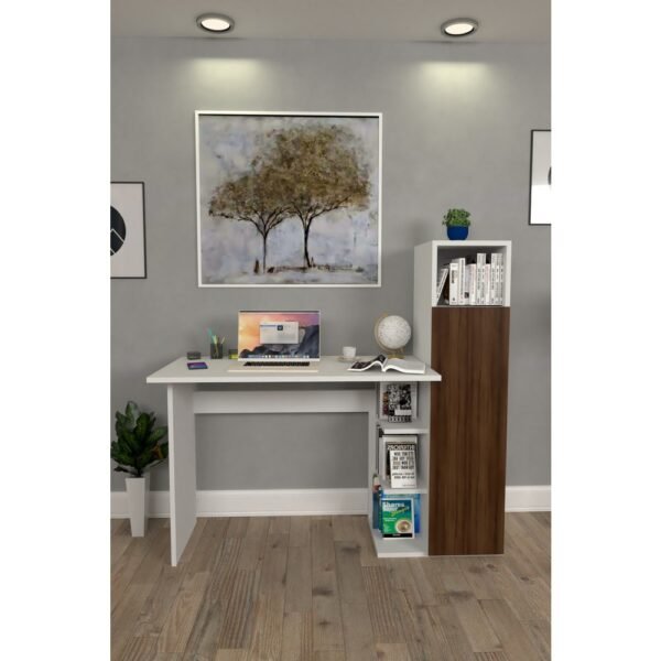 Moonlife Diamond Dolaplı Çalışma Masası Beyaz Ceviz - Görsel 2