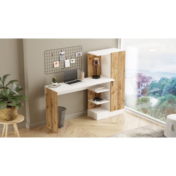 Robin Home Çocuk Genç Kitaplıklı Çalışma Masası Çam Beyaz - Görsel 3
