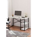 Ceramical MSR Raflı Çalışma Masası - 60x120cm - Beyaz