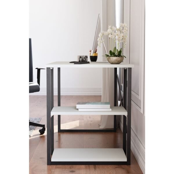 Ceramical MSR Raflı Çalışma Masası - 60x120cm - Beyaz - Görsel 3