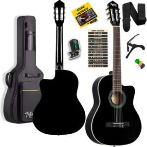 Midex MGX-100BK-BAG Üst Seviye Klasik Gitar 4/4 Sap Ayarlı Gül Klavye (Tuner Çanta Askı Capo Metod Pena)
