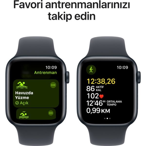 Apple Watch SE GPS, 44 mm Gece Yarısı Alüminyum Kasa ve Gece Yarısı Spor Kordon - M/L - Görsel 6