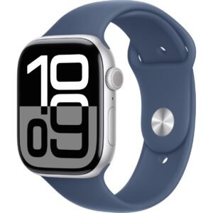 Apple Watch Series 10 GPS, 46 mm Gümüş Rengi Alüminyum Kasa ve Kot Rengi Spor Kordon - M/L