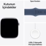 Apple Watch Series 10 GPS, 46 mm Gümüş Rengi Alüminyum Kasa ve Kot Rengi Spor Kordon - M/L - Görsel 9
