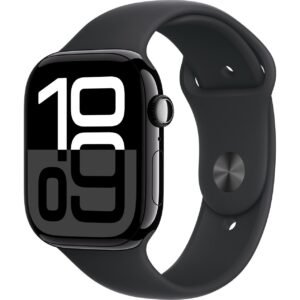 Apple Watch Series 10 GPS, 46 mm Simsiyah Alüminyum Kasa ve Siyah Spor Kordon - M/L
