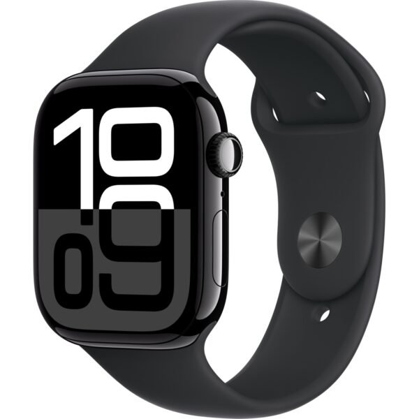 Apple Watch Series 10 GPS, 46 mm Simsiyah Alüminyum Kasa ve Siyah Spor Kordon - M/L - Görsel 1