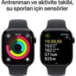 Apple Watch Series 10 GPS, 46 mm Simsiyah Alüminyum Kasa ve Siyah Spor Kordon - M/L - Görsel 4