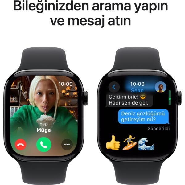 Apple Watch Series 10 GPS, 46 mm Simsiyah Alüminyum Kasa ve Siyah Spor Kordon - M/L - Görsel 7