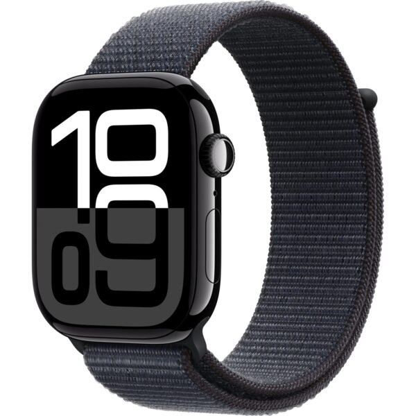 Apple Watch Series 10 GPS, 46 mm Simsiyah Alüminyum Kasa ve Mürekkep Moru Spor Loop - Görsel 1