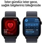 Apple Watch Series 10 GPS, 46 mm Simsiyah Alüminyum Kasa ve Mürekkep Moru Spor Loop - Görsel 5