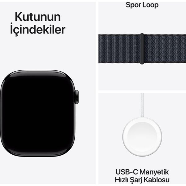 Apple Watch Series 10 GPS, 46 mm Simsiyah Alüminyum Kasa ve Mürekkep Moru Spor Loop - Görsel 9