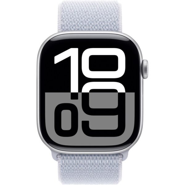 Apple Watch Series 10 GPS, 46 mm Gümüş Rengi Alüminyum Kasa ve Bulut Mavisi Spor Loop - Görsel 2
