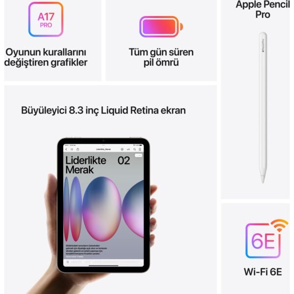 Apple iPad Mini 128GB 8.3" Wi-Fi Tablet Uzay Grisi MXN63TU/A - Görsel 6