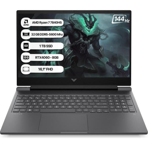 Hp Victus 7Z600EA Amd R7 7840HS 32GB 1tb SSD RTX4060-8GB Freedos 16.1" Fhd 144Hz Taşınabilir Bilgisayar - Görsel 1