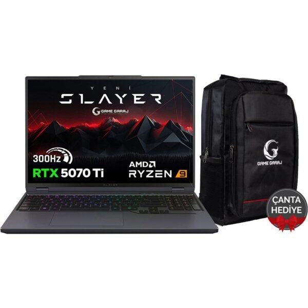 Game Garaj Slayer R9T-5070TI C1 Amd Ryzen 9 9955HX 32GB Ram 1tb SSD RTX5070TI 16" Qhd IPS 300Hz Freedos Gaming Laptop - Görsel 1