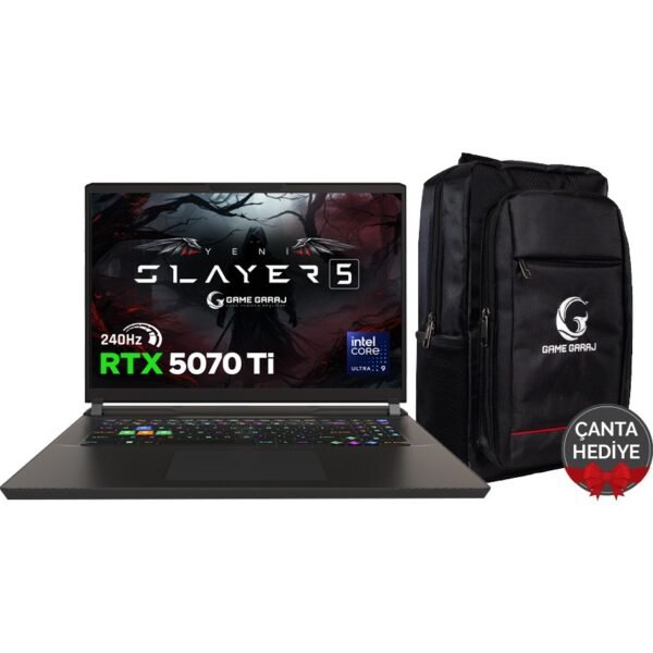 Game Garaj Slayer5 9XL-5070Ti C1 Intel Ultra 9 275HX 32GB Ram 1tb SSD RTX5070Ti 17" Qhd+ IPS 240Hz Freedos Gaming Laptop - Görsel 1