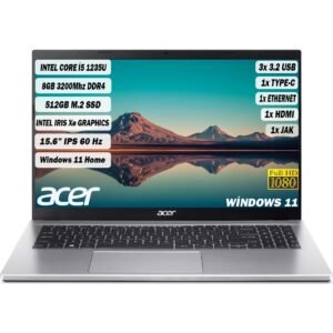 Acer Aspire 3 I5-1235U 8 GB 512 GB SSD 15,6 " FHD IPS W11 Gümüş Notebook NX.K6TEY.002